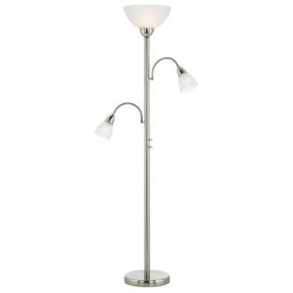 Brushed Steel Gooseneck Torchiere Floor Lamp