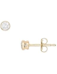 1/4 Carat Diamond Stud 14K Yellow Gold Bezel Set Earrings