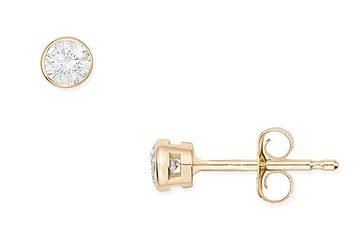 1/4 Carat Diamond Stud 14K Yellow Gold Bezel Set Earrings