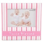 Twice Blessed Twill Baby Picture Frame by Mud Pie