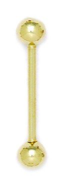 14k Yellow Gold 14 Gauge Barbell Body Piercing Jewelry