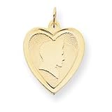 14k Boy Head on .018 Gauge Engraveable Heart Disc Charm