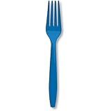 Creative Converting 24 Count Touch of Color Heavy Duty Plastic Forks, True Blue