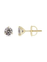 1 ct Solitaire Diamond Stud Earrings in Yellow Gold