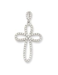 Ann Harrington Jewelry 14k White Gold 1/2 Ct Tw Diamond 17 X 25 mm Cross Pendant