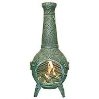 Blue Rooster - ALCH001-CH - Grape Leaf Cast Aluminum Chiminea - Charcoal - Large by 