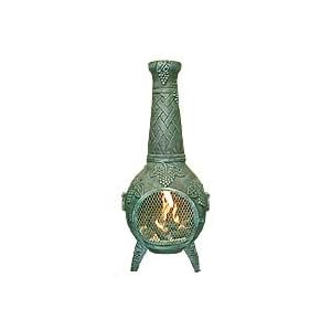 Blue Rooster - ALCH001GK-AG - Grape Leaf Cast Aluminum Chiminea w Gas Kit - Antique Green... by 
