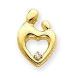 14k Heart Shaped .10ct. Diamond. Mother & Child Pendant