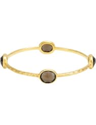 Genuine Smoky Quartz Bangle 8" Bracelet gold-plated ink Quartz 69585