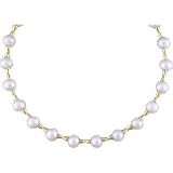 7mm Pearls, 14Kt. Yellow Gold Accents. 18 Inch Cultured Pearl NeckLace