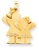 Big Girl Small Girl Angels Charm, Yellow Gold