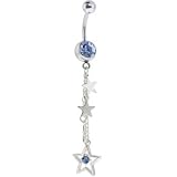 Solar Blue Gem SOARING STAR Chain Drop Dangle Belly Ring by Body Candy