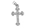 14K WHITE GOLD CHARM PENDANT w/DIAMONDS - CROSS