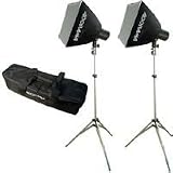 Adorama Budget Studio Monolight Softbox Kit #13, with 2 100 watt Second Budget Flashes, Light Stands, Two 12 x 12 Softbox & Softex Carrying Case.