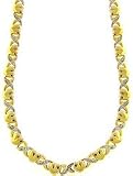 Sterling Silver Two Tone Genuine Diamond Accent X and Heart Necklace