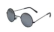 John Lennon Style Sun Glasses Shades - Mirror / Black w/ Micro Case