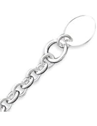 Sterling Silver Engraveable Oval Disc on Fancy Link Bracelet - 7.5 Inch