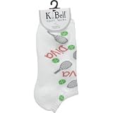 K-Bell Tennis Tennis Diva Pattern Socks (COLOR: White, SOCK SIZE:9 To 11)