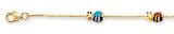 14k Yellow Bee Station Childrens Enamel Bracelet - 5.5 Inch