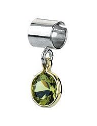 06.00 Mm Kera Bead With Birthstone Dangle Sterling Silver & 14K Yellow August 24762