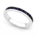 14k White Gold Channel set Blue Sapphire Eternity Band Ring