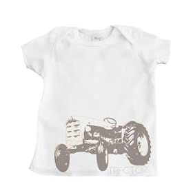 Boy's White Infant T-Shirt with Tractor Design