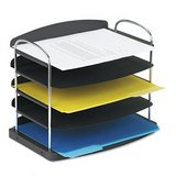 Buddy Products 7605-42 Buddy Products Trio Series Five Pocket Horizontal Desk Tray, Charcoal