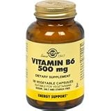 Vitamin B6 500 mg - Helps in the formation of red blood cells, 50 Vcaps., (Solgar)