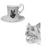 Australian Terrier Cup and Saucer, Porcelain by Rosalinde