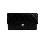 CHANEL：シャネル キルティング三つ折り長財布 ブラック 並行輸入 シャネル 三つ折り財布