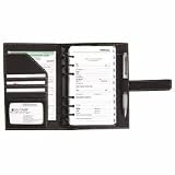 Day-Timer 49369 Organizer starter set pebble-grain leather binder, 3-3/4x6-3/4, black
