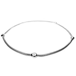 14K White Gold Snake Anklet Bracelet 10'', with Bezel Set Diamonds by