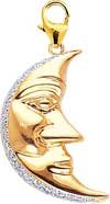 Moon, 14K Gold Diamond Charm