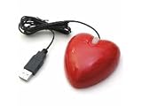 Red love heart shaped USB PC optical mouse