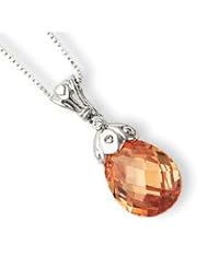 Sterling Silver Champagne CZ Tear Drop Necklace QG1981-18"