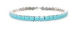 L. Erickson USA Squared Stone Swarovski Stretch Bracelet - Turquoise Swarovski