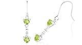 Heart Cut Peridot dangling Earrings Sterling Silver