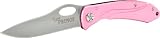 Schrade SCPRIM5P Team Primos Linerlock Folding Knife with Drop Point Blade with Thumb Hole and Pink Aluminum Handle with Lanyard Hole
