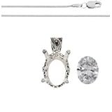 Ladies 0.71 Ct Oval cut Diamond Solitaire Pendant 20 inch Rope Chain 14k White Gold D-SI0