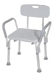 Drive Medical 12445-1 Bath Bench with Padded Arms, White