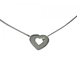Heart Choker Necklace in Solid Sterling Silver 925