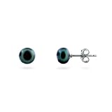 Eve's Addiction 6mm Black Iridescent Freshwater Pearl Stud Earrings