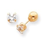 14k Polished Reversible CZ & 6mm Ball Earrings SE271