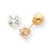 Sardelli - 14k Gold Polished Reversible Cubic Zirconia & 6mm Ball Earrings