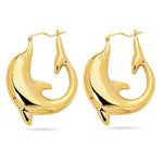 Dolphin Hoop Earrings in 14K Yellow Gold