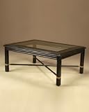 GlassTopped Rattan Wood Cocktail Table