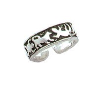 Toe Ring - Sterling Silver Antiqued Animals Toe Ring