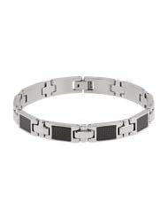 Stainless Steel Link Bracelet with Carbon Fiber 08.50 Inch Black Carbon Fiber B227