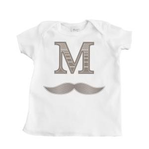 Boy's White Infant T-Shirt with M is for Mustache Design - 6 Months
