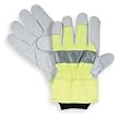 Condor 2RA32 Glove, Leather Palm, Lined, Hi Vis Grn, L, Pr
